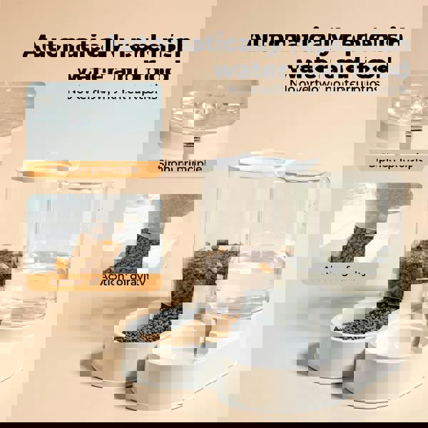 Skylos 2 Packs Automatic Food Feeder Waterer Set 3.2L Plastic Dispenser Dog Cat