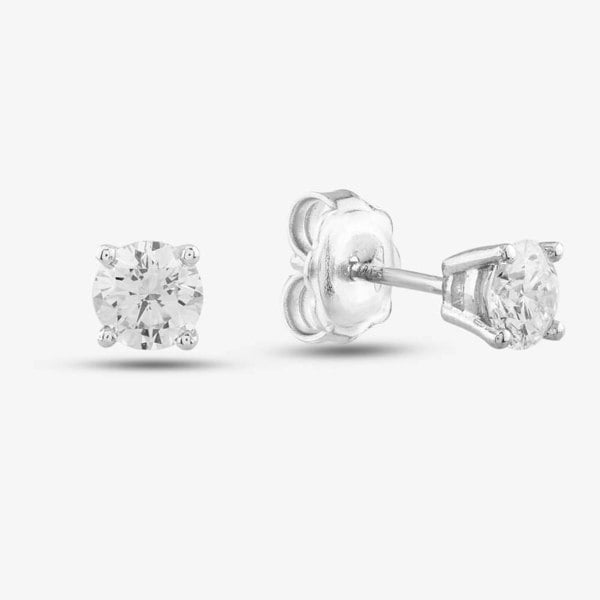 T. H. Baker 18ct White Gold Certificated 1.01ct Brilliant Cut Diamond Stud Earrings 1146824486 + 6157131790