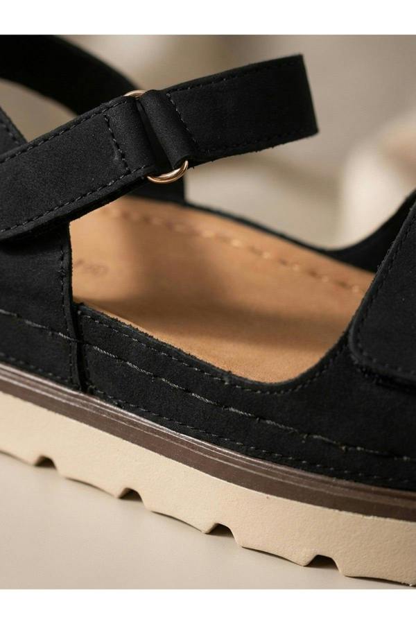 Isla Platform Velcro Sandal - Black