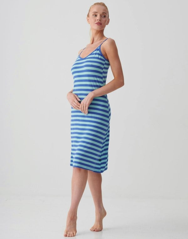 British Boxers Women's Bamboo Strappy Nightdress – Crystal Blue