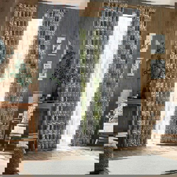 Furn Winter Woods Chenille Animals Eyelet Curtains - Midnight