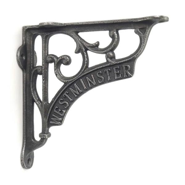 Pair of Antique Cast Iron London Westminster Shelf Brackets