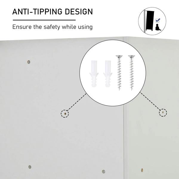 Grey kids bookcase with anti-tip hardware, open cubbies and white drawer bins
