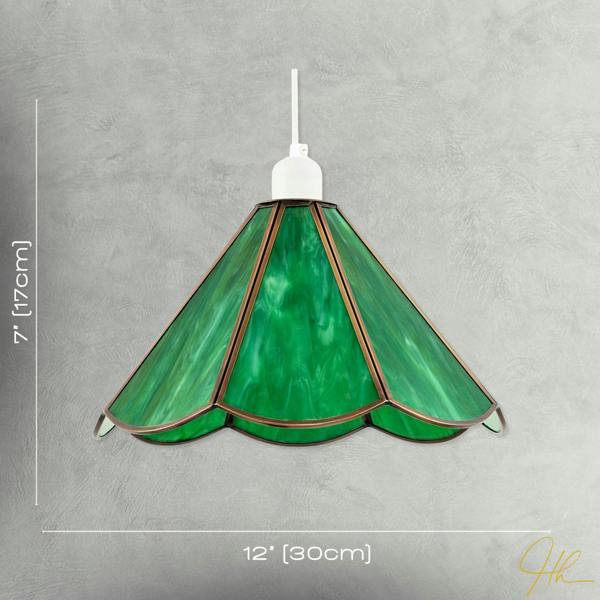 Classic Green Toned Tiffany Glass Easy Fit Pendant Lighting Shade Image 7