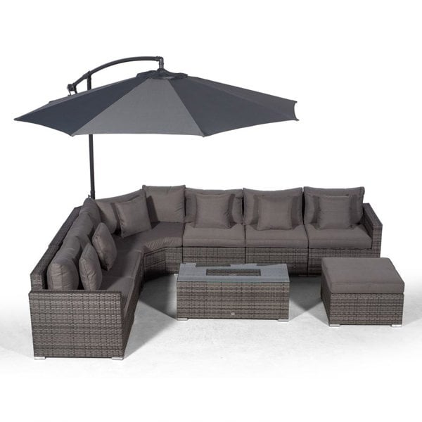 Giardino Santorini L Shape Modular 6 Seat Rattan Corner Sofa Set With Large Drinks Cooler Coffee Table & Ottoman