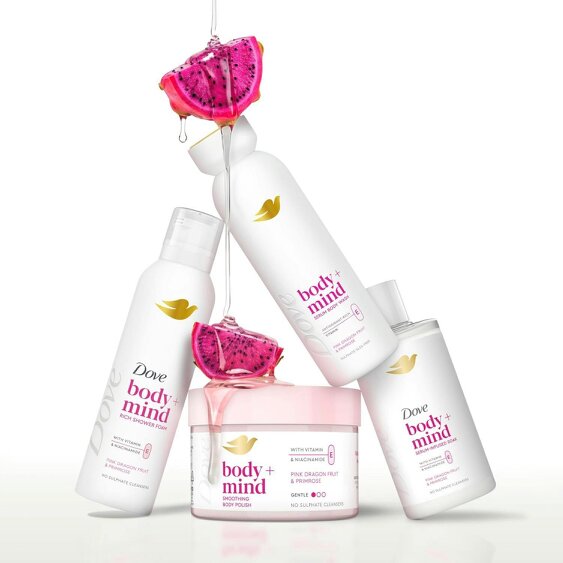 Dove Body + Mind Serum Body Wash Dragon Fruit Antioxidant & Vitamin E, 6x650ml