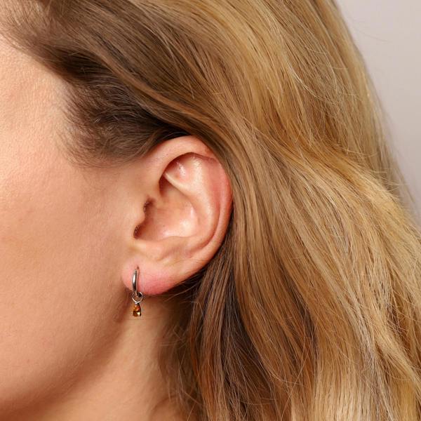 Gold Trip November Huggie Hoop Birthstone Charm Earrings