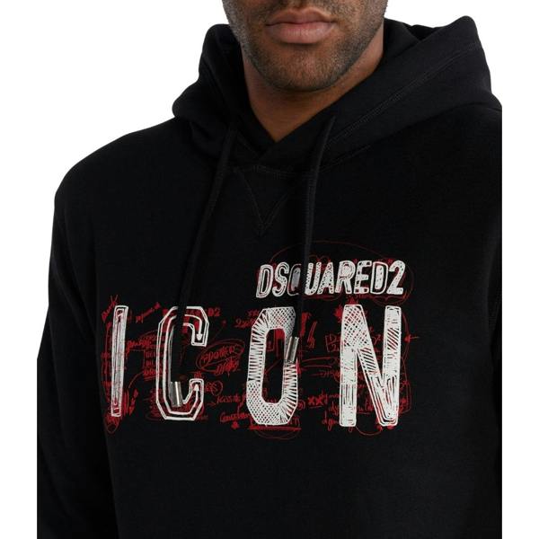 DSQUARED2 Icon Scribble Logo Cool Fit Black Hoodie M
