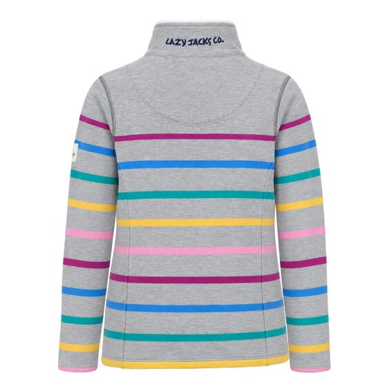 Lazy Jacks LJ32 - Full Zip Striped Sweatshirt - Colourful Grey Marle