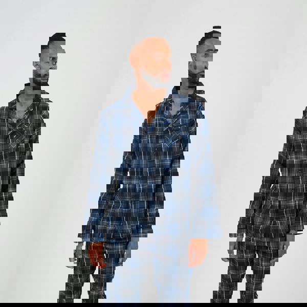 Brave Soul Navy Checked Long Sleeve Pyjama Set - Navy Image 3