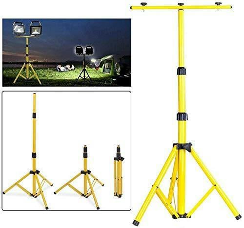 HYGRAD BUILT TO SURVIVE HYGRAD® Floodlight Tripod Stand, Twin Head -Could Mount 1 to 2 Lights, Portable Telescopic Outdoor Lamp Stand 160cm