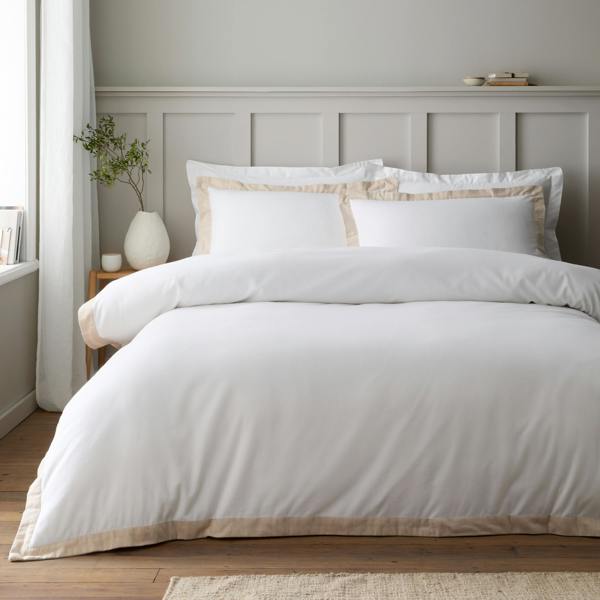 Bianca Brushed Tailored Cotton Duvet Cover Set White / Natural