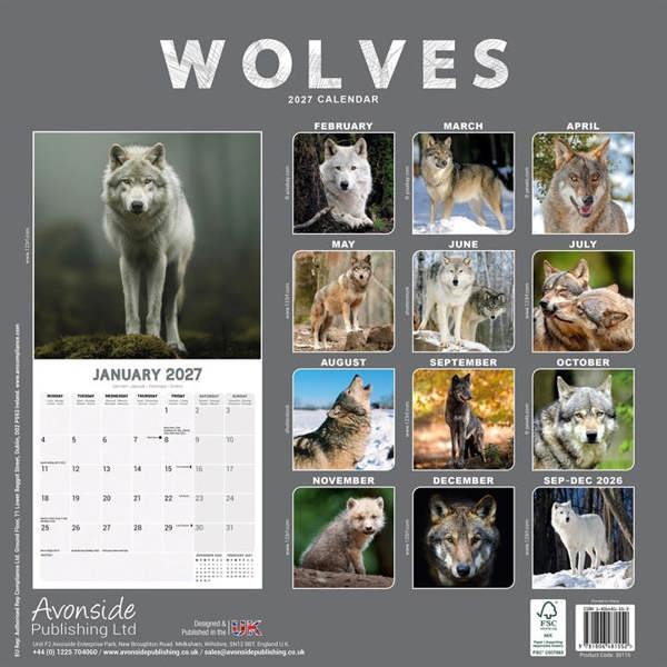 Wolves Calendar 2027, Wall Calendars, Month To View, Animals, Gift