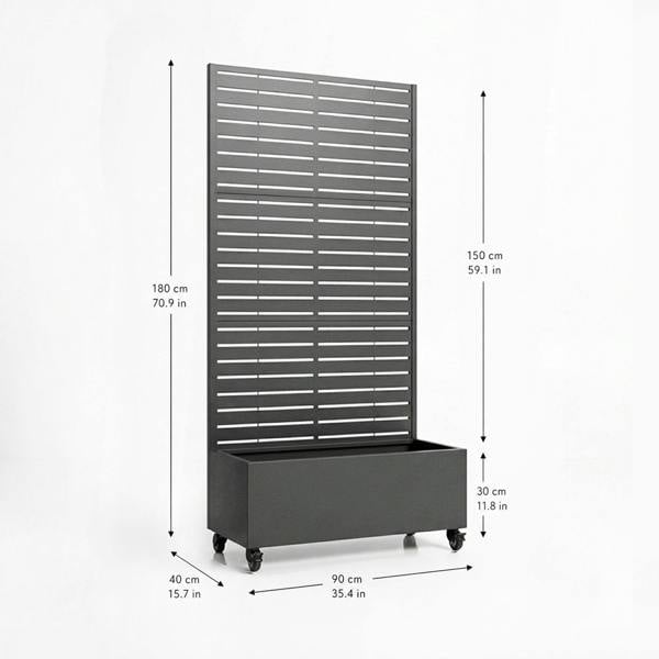 Nicoman Metal Indoor/Outdoor Privacy Screen with Plant Pot - Slats