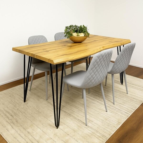 Kosy Koala Modern Dining Table Set With 4 Grey Gem Pattern Chairs Dining Room Furniture