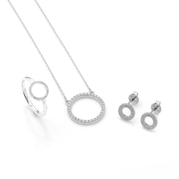 Say It With Circle of Life Necklace Earrings & Ring  Gift Set - Silver
