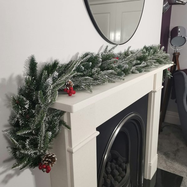 Samuel Alexander Premier 180cm (6ft) Festive New Jersey Christmas Garland PVC Tips With Berries And Cone