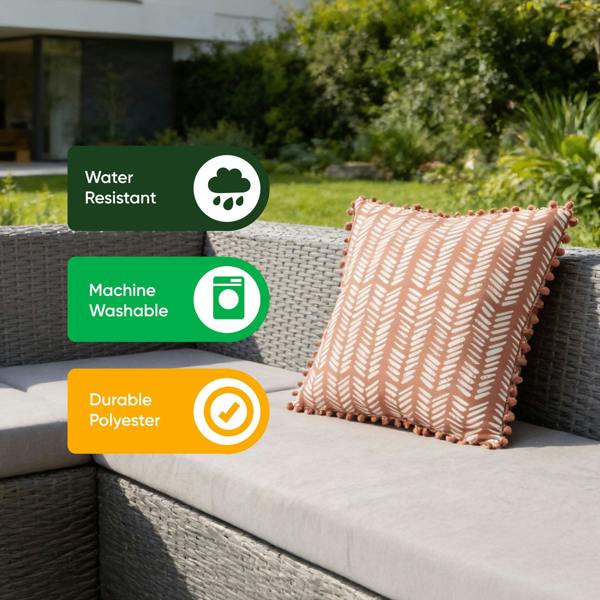 Gardenwize Pair of Outdoor Scatter Cushions – Terracotta Fern Design