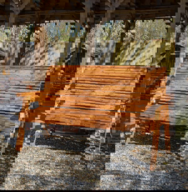 Samuel Alexander Charles Taylor Hand Made Traditional 3 Seater Chunky Rustic Wooden Garden Bench Furniture Assembled