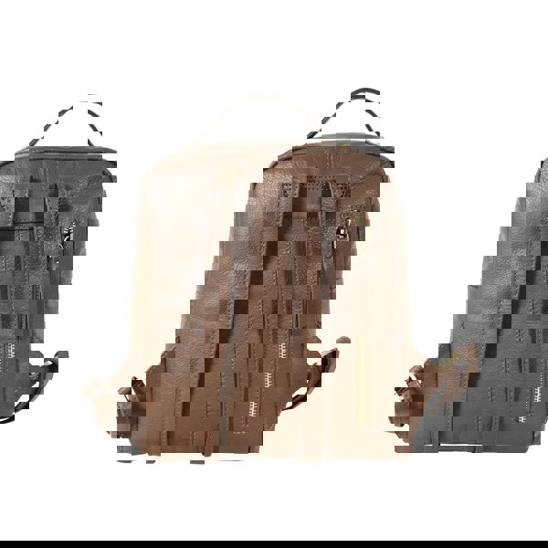 Assots London 'ANGEL' Tan Pebble Grain Real Leather Zip-top Backpack