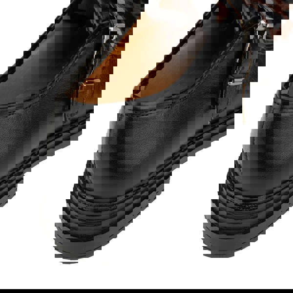 Embassy London Strapp - Black & Cow - Women’s leather ponyhair loafer with buckle