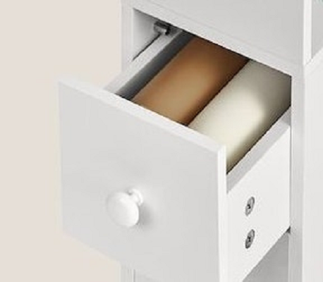 Modcraft Tall Slim Bathroom Storage Cabinet – Freestanding Narrow Unit with Drawers & Adjustable Shelf White