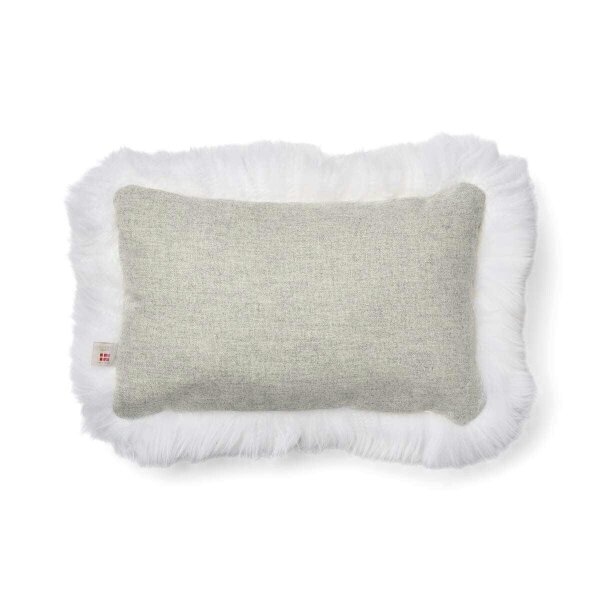 Natures Collection Long-Wool Sheepskin Cushion | 52x52 cm - Silver/Ivory - 34x52 cm