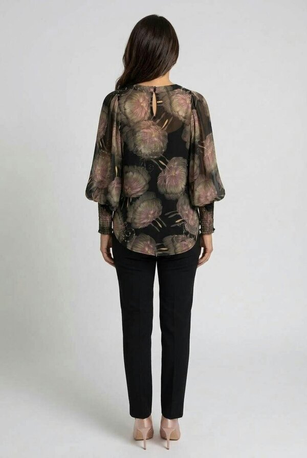 Izabel London Printed Long Sleeve Layered Blouse