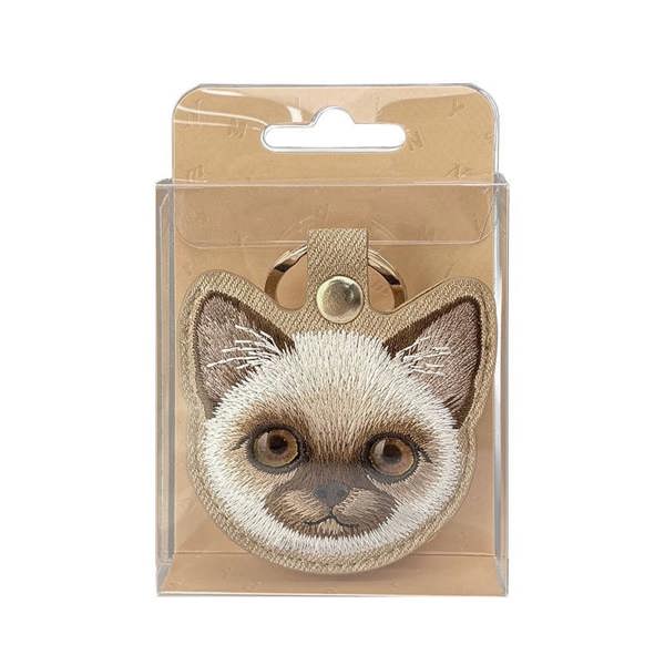 Nimmy Friends Nimmy Big Eye Cute Pet Siamese Cat Face Airtag Keychain Brown -  N-XDY-YSK-026