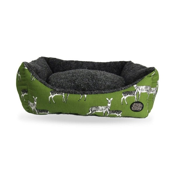 Snug and Cosy Pets Sage Deer Print Bed