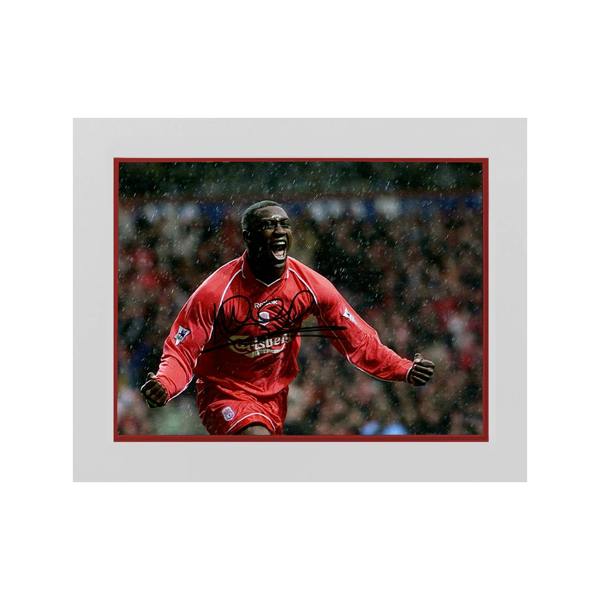 Emile Heskey Signed Liverpool 16x12 Image Deluxe Mount