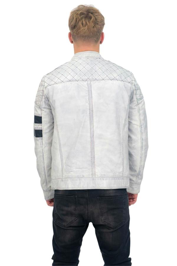 Infinity Leather Mens Vintage Quilted Leather Racing Jacket-Cardiff