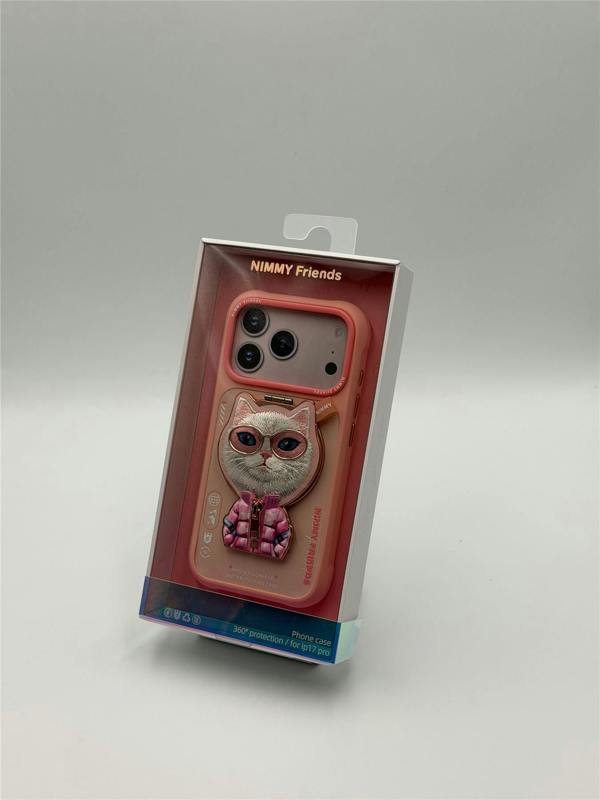 Nimmy Friends Nimmy Cool & Cute 2.0 White Rich & Beauty Cat Case with MagSafe Stand for iPhone 17 Pro 6.3" Pink - N-YJKM-CXZJZH-IP17-PRO-04
