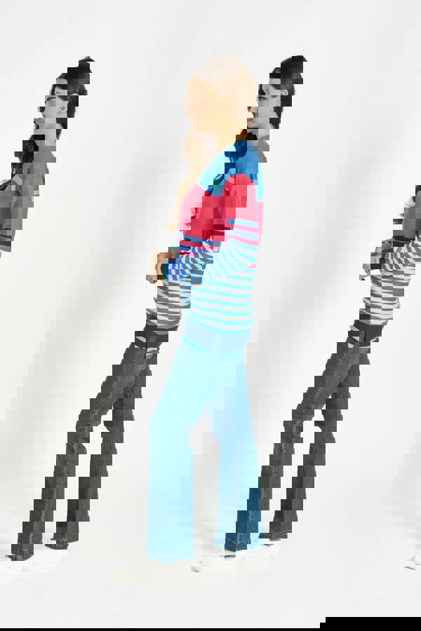 Mudflower Ottoman Multi-Stripe Pattern Knit Jumper