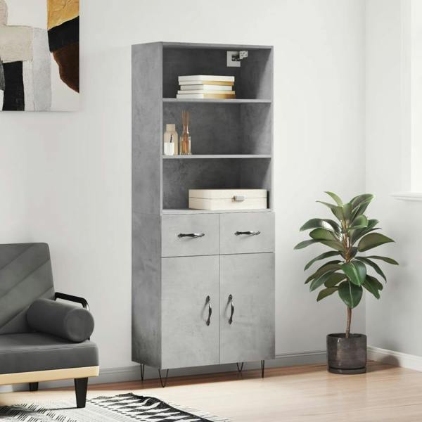 Berkfield Highboard Concrete Grey 69.5x34x180 cm Engineered Wood