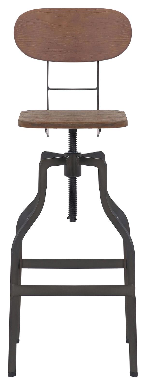 Lamboro Bolzano Single Vintage Kitchen Bar Stool, Powder Coated Legs, Height Adjustable Screw Swivel, Breakfast Bar & Home Barstool, Brown
