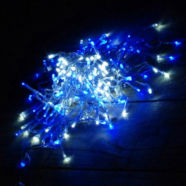 Samuel Alexander 200 LED 16m Premier Christmas Outdoor Function Lights Timer Clear Cable Blue & White