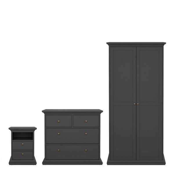 Wyld Haus Osaka 3 Piece Farmhouse Bedroom Furniture Set Grey Wooden