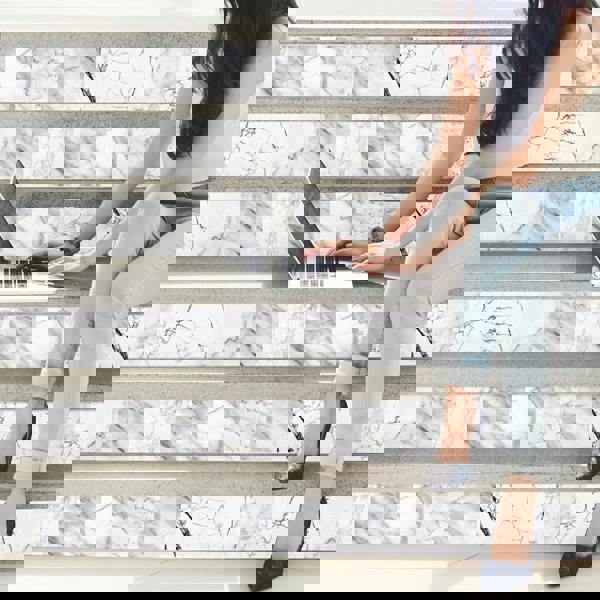 WT1523 Marble Tiles Mix Wall Stickers - 15 cm x 15 cm - 24 pcs.