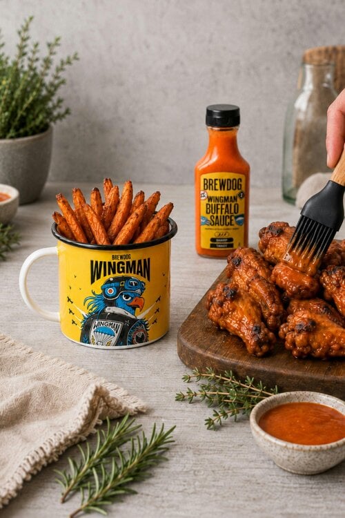 Kimm and Miller BrewDog 'Wingman' Mug Basting Brush and Sauce Gift Set