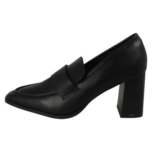 Spot On Ladies Spot On Wide Fit High Heeled Loafer Style Shoes F90132