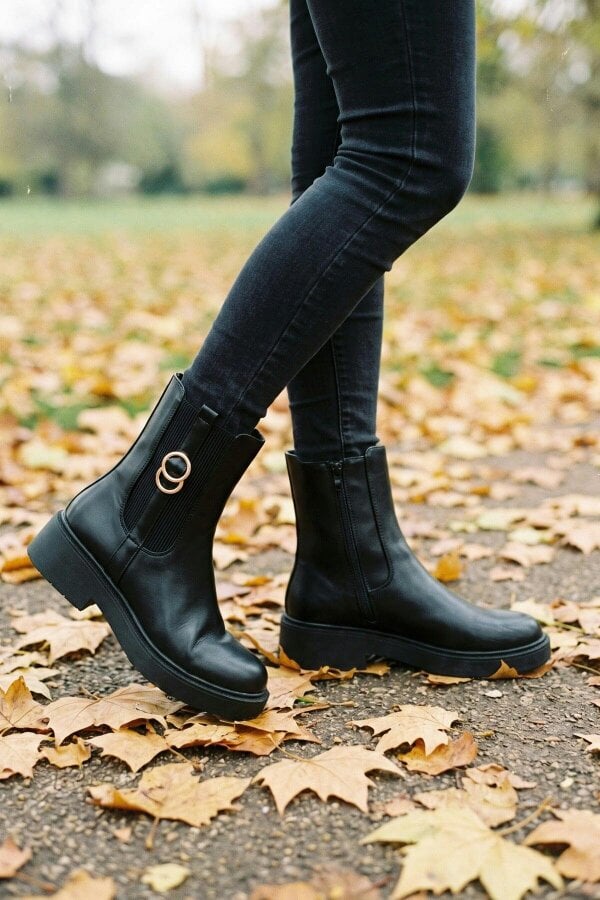 ikrush Pilar Gold Ring Chunky Chelsea Boots