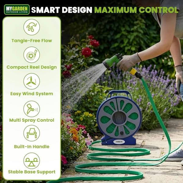 My Garden Outdoor Living My Garden Expandable Garden Hose Pipe 50ft/15m - Flexible Expanding Hose with 7-Mode Spray Gun, Tap Connector & Wind Reel