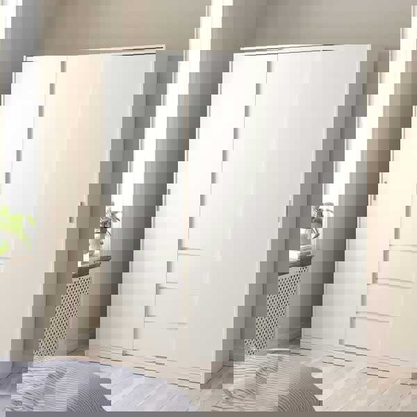 Furniture To Go Naia Wardrobe with 2 sliding Doors + 1 Door + 3 drawers in White