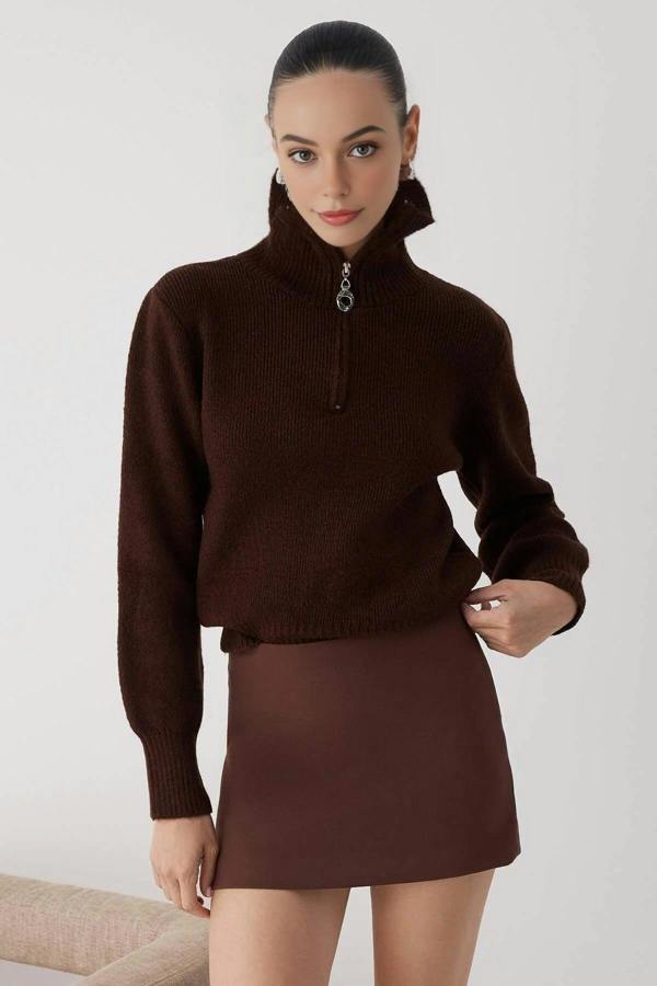 WOVCOR Knit Sweater with Zipper Detail