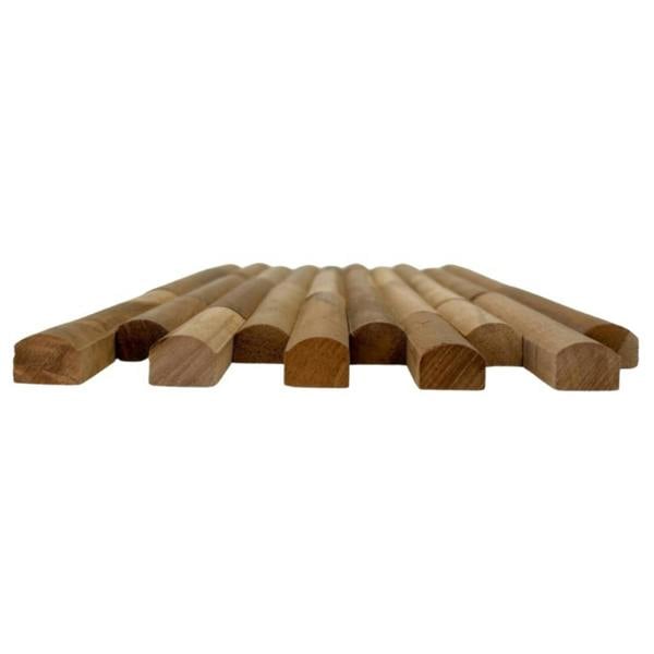Wallsupply UltraWood Reeded Round Reclaimed Solid Teak Wood Panels, Wall Cladding 3D Interlocking Tiles, 10pcs 1m²