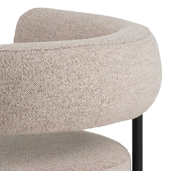 Wyld Haus Ostrava Beige Boucle Lounge Accent Chair Black Metal Legs