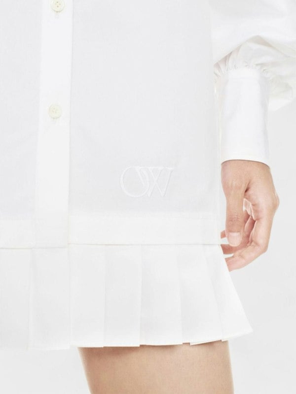 Off - White Poplin Pleat Shirt Dress White - Supplied FashionOff White