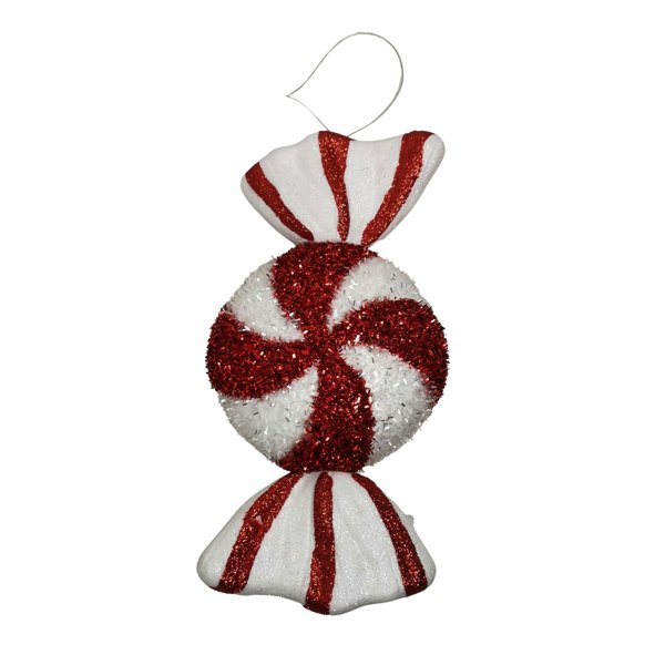 Samuel Alexander 28cm Red and White Glitter Candy Stripe Sweet Hanging Christmas Decoration