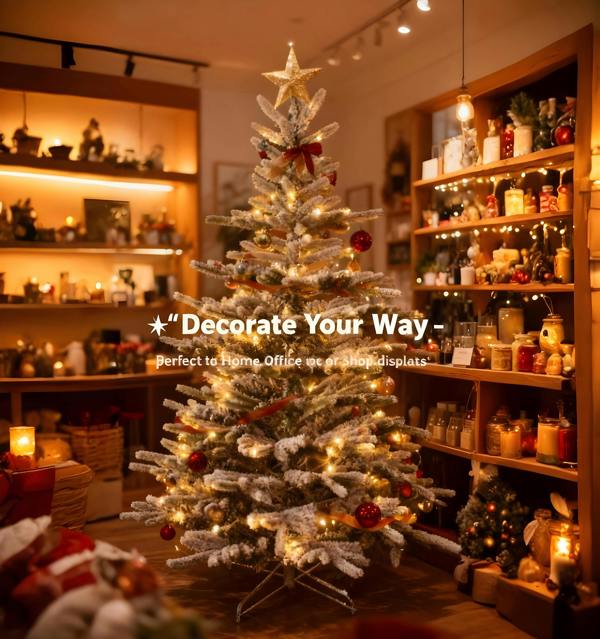 4ft to 8ft Californian Pine Artificial Christmas Tree with Snow Covered Green Tips and Metal Stand image 5